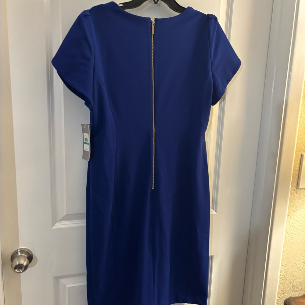Royal Blue Sheath Dress with Puff Tulup Sleeves Sz 16 NWT - Picture 5 of 10